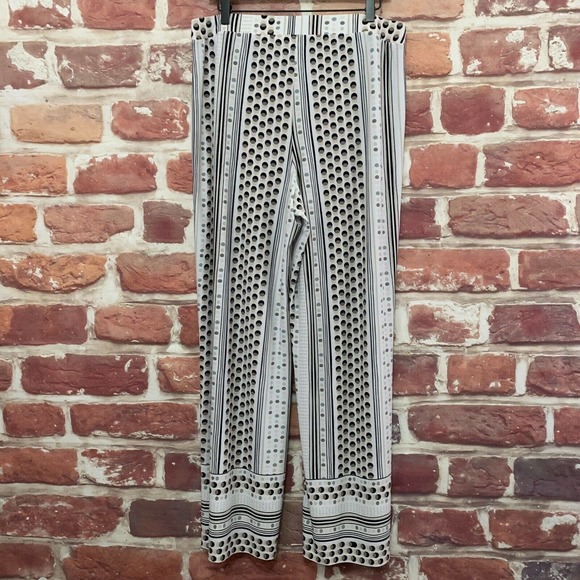 Cato Est 1946 Pants Women's 14/16W White Multicolor Mixed Media Wide Leg - Picture 2 of 9